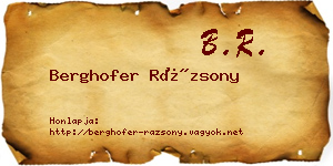 Berghofer Rázsony névjegykártya